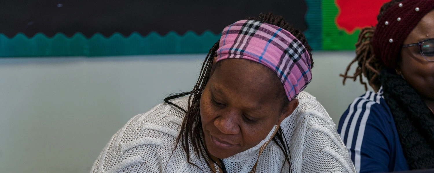 Adult student in a classroom